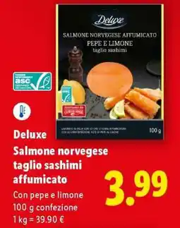 Lidl Deluxe Salmone norvegese taglio sashimi affumicato offerta