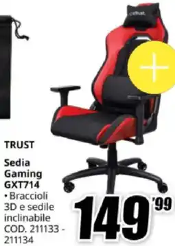 MediaWorld TRUST Sedia Gaming GXT714 offerta