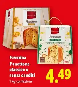 Lidl Favorina Panettone classico o senza canditi offerta