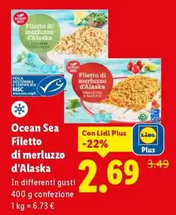 Lidl Ocean Sea Filetto di merluzzo d'Alaska offerta