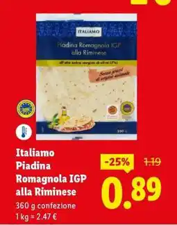 Lidl Italiamo Piadina Romagnola IGP alla Riminese offerta