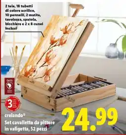 Lidl crelando Set cavalletto da pittore in valigetta, 52 pezzi offerta