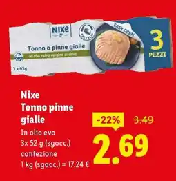 Lidl Nixe Tonno pinne gialle offerta