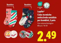 Lidl Lupilu Calze termiche antiscivolo natalizie per bambini, 2 paia offerta