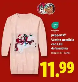 Lidl pepperts! Vestito natalizio con LED da bambina offerta