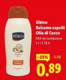 Lidl Sibien Balsamo capelli Olio di Cocco offerta