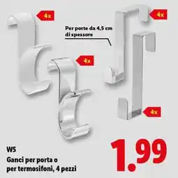 Lidl W5 Ganci per porta o per termosifoni, 4 pezzi offerta