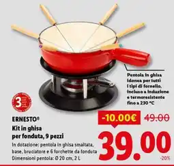 Lidl ERNESTO Kit in ghisa per fonduta, 9 pezzi offerta