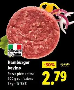 Lidl Hamburger bovino offerta