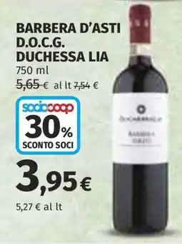 Coop BARBERA D’ASTI D.O.C.G. DUCHESSA LIA offerta