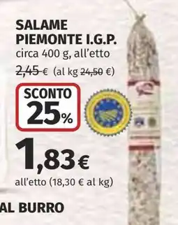 Coop SALAME PIEMONTE I.G.P offerta