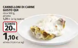 Coop CANNELLONI DI CARNE GUSTO QUI offerta