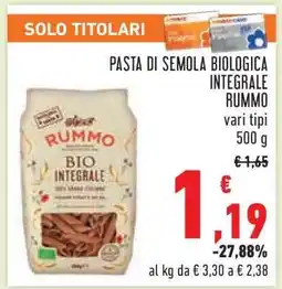 Conad Pasta di Semola Biologica Integrale Rummo offerta