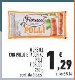 Conad Würstel con Pollo e Tacchino Polli Fiorucci offerta