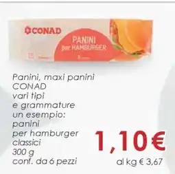 Conad Panini per hamburger classici offerta