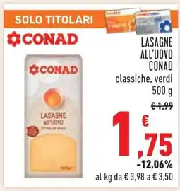 Conad Lasagne all'uovo CONAD offerta
