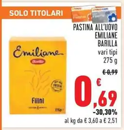 Conad Pastina all'uovo Emiliane Barilla offerta