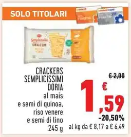 Conad CRACKERS SEMPLICISSIMI DORIA offerta