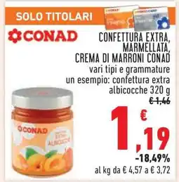 Conad CONFETTURA EXTRA, MARMELLATA, CREMA DI MARRONI CONAD offerta