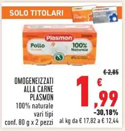 Conad Omogeneizzati alla carne Plasmon offerta