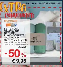 Conad SET 2 PLAID 120X160 CM OPPURE PLAID COPERTA 180X200 CM HENRY COTTON’S offerta