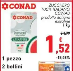 Conad ZUCCHERO 100% ITALIANO CONAD offerta