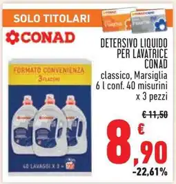 Conad DETERSIVO LIQUIDO PER LAVATRICE CONAD offerta