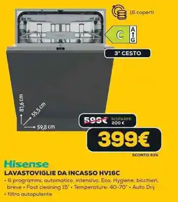 Euronics Hisense LAVASTOVIGLIE DA INCASSO HV16C offerta