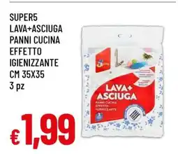 Famila SUPER5 LAVA+ASCIUGA PANNI CUCINA EFFETTO IGIENIZZANTE CM 35X35 3 pz offerta