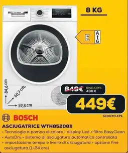 Euronics BOSCH ASCIUGATRICE WTH85208II offerta