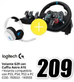 MediaWorld logitech Volante G29 con Cuffia Astro A10 offerta