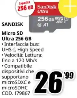 MediaWorld SANDISK Micro SD Ultra 256 GB offerta