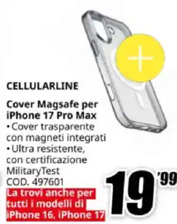 MediaWorld CELLULARLINE Cover Magsafe per iPhone 17 Pro Max offerta