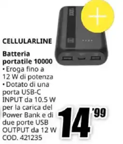 MediaWorld CELLULARLINE Batteria portatile 10000 offerta