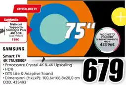 MediaWorld SAMSUNG Smart TV 4K 75U8000F offerta