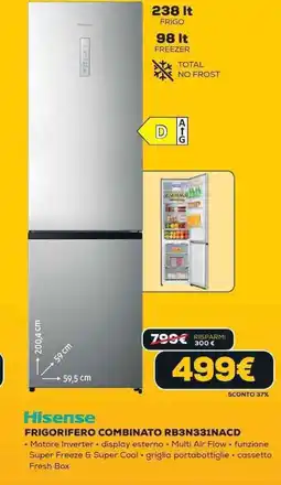 Euronics Hisense FRIGORIFERO COMBINATO RB3N331NACD offerta