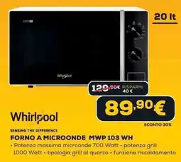 Euronics Whirlpool FORNO A MICROONDE MWP 103 WH offerta