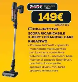 Euronics Rowenta SCOPA RICARICABILE X-PERT 7.60 ANIMAL CARE RH6A71WO offerta