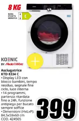 MediaWorld KOENIC Asciugatrice KTD 8334 C offerta