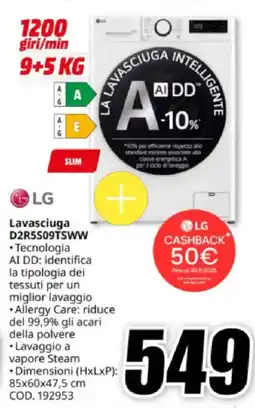 MediaWorld LG Lavasciuga D2R5S09TSWW offerta