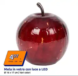 Action Mela in vetro con luce a LED offerta