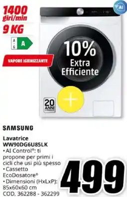 MediaWorld SAMSUNG Lavatrice WW90DG6U85LK offerta
