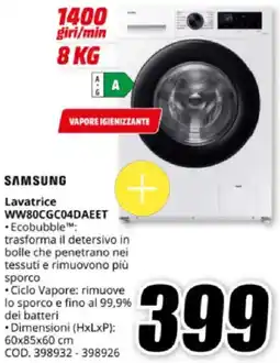 MediaWorld SAMSUNG Lavatrice WW80CGC04DAEET offerta