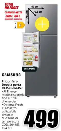 MediaWorld SAMSUNG Frigorifero Doppia porta RT35CG564459 offerta
