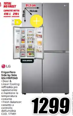 MediaWorld LG Frigorifero Side by Side GSLV90PZAD offerta