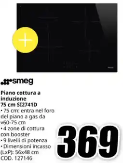MediaWorld smeg Piano cottura a induzione 75 cm SI2741D offerta