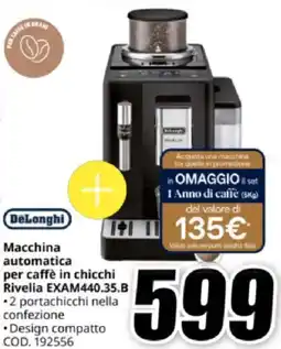MediaWorld DeLonghi Macchina automatica per caffè in chicchi Rivelia EXAM440.35.B offerta