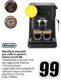 MediaWorld DeLonghi Macchina manuale per caffè in polvere Stilosa EC235.BK offerta