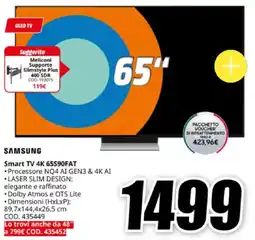 MediaWorld SAMSUNG Smart TV 4K 65590FAT offerta