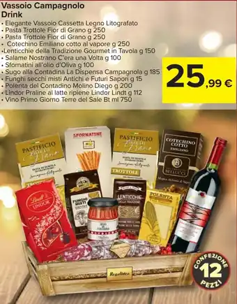Carrefour Vassoio Campagnolo Drink offerta